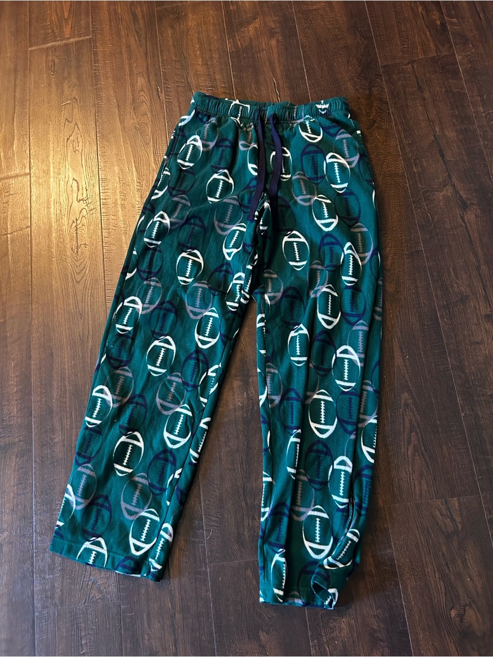 Green Football-Print Fleece Pajama Pants